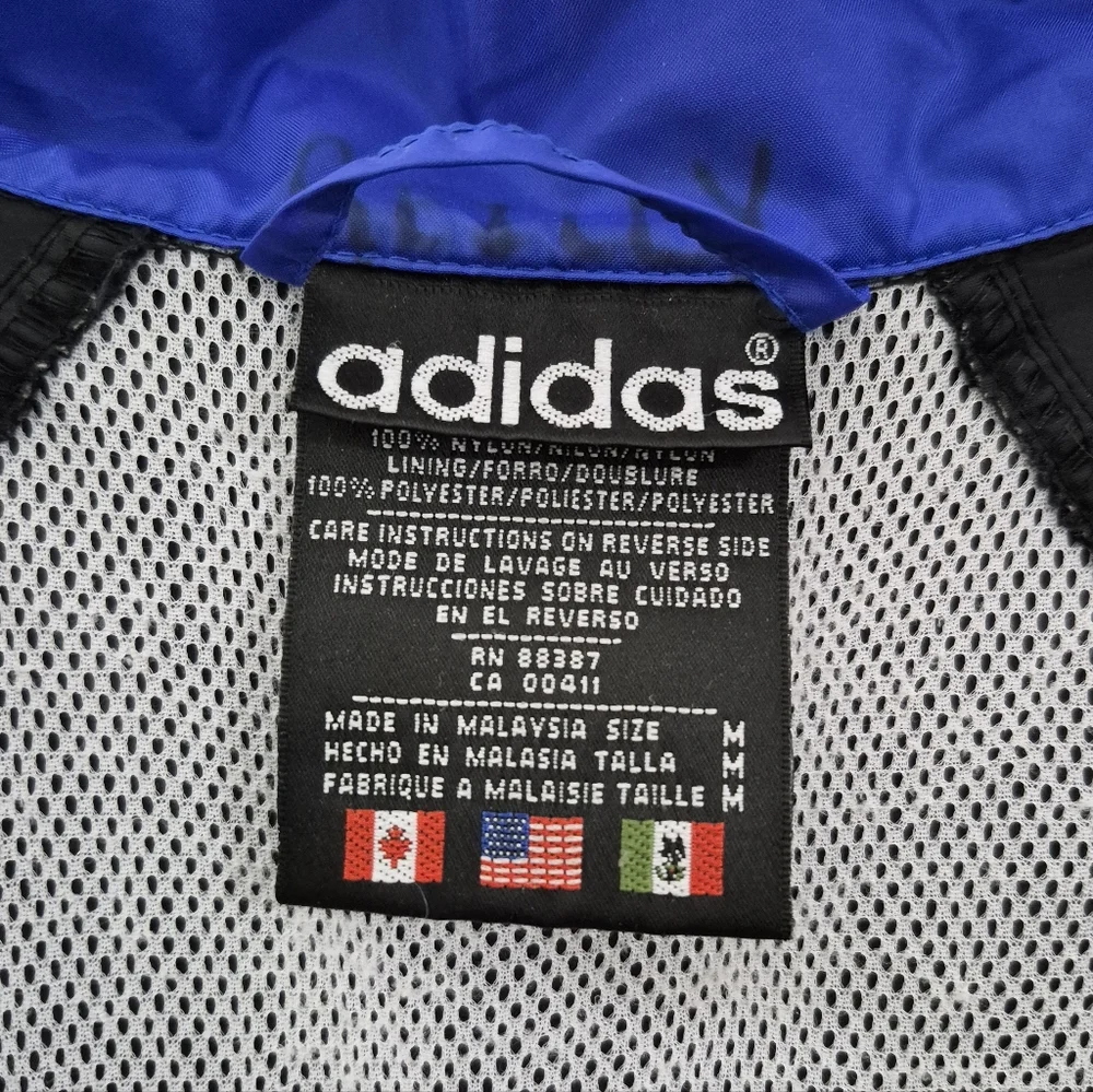 ADIDAS Vintage 90s Windbreaker Jacket Black Blue Medium